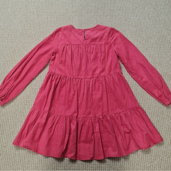 Altar'd State Rusted Dusty Red Couduroy Longsleeve Tiered Dress XS - Picture 4 of 11